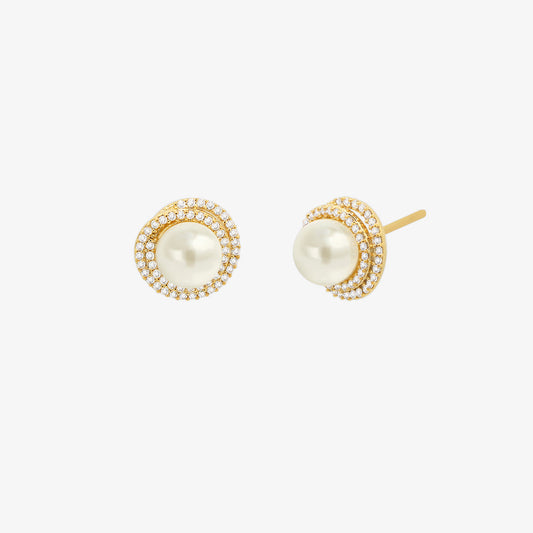 Pearl sparkle stud earrings-0