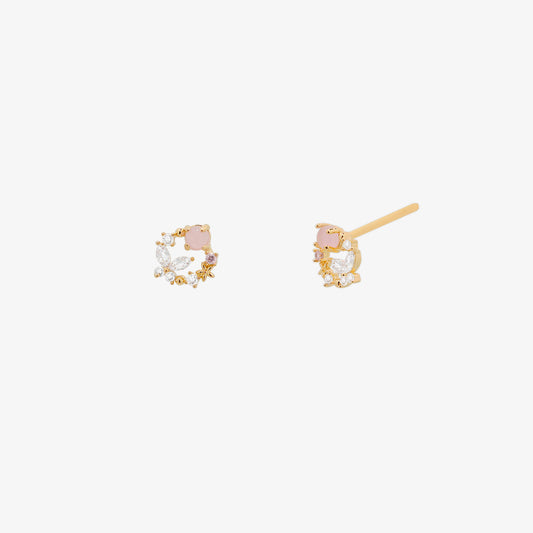 Butterfly rose quartz stud earrings-0
