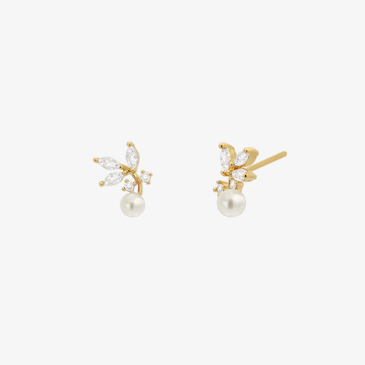 Cubic branch pearl earrings-0